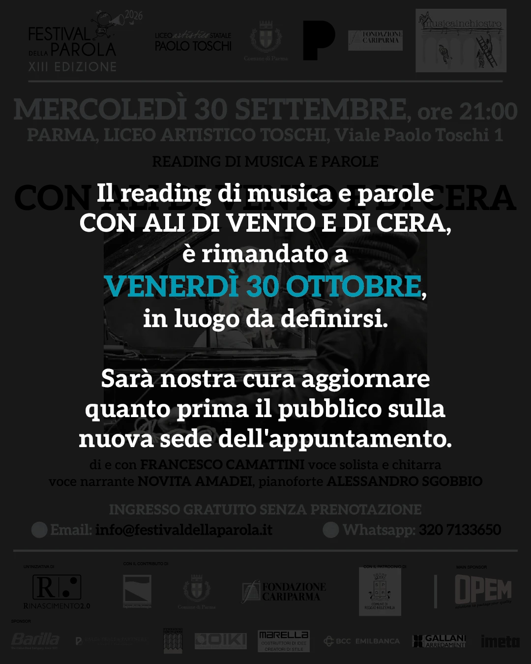 CAMBIO DATA "CON ALI DI VENTO E CERA"